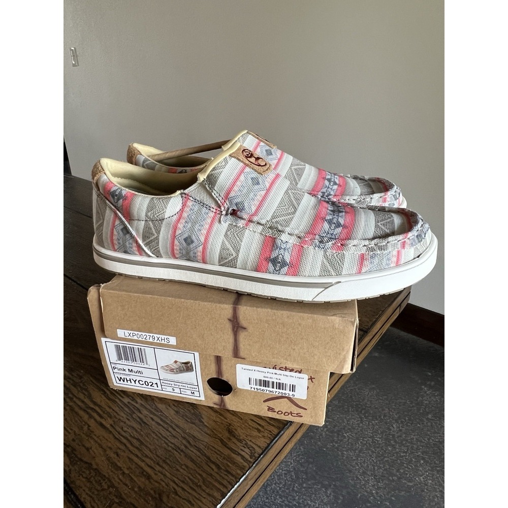 Twisted X Women's Slip on Loper Pink Multicolor Tribal Aztec Size 9